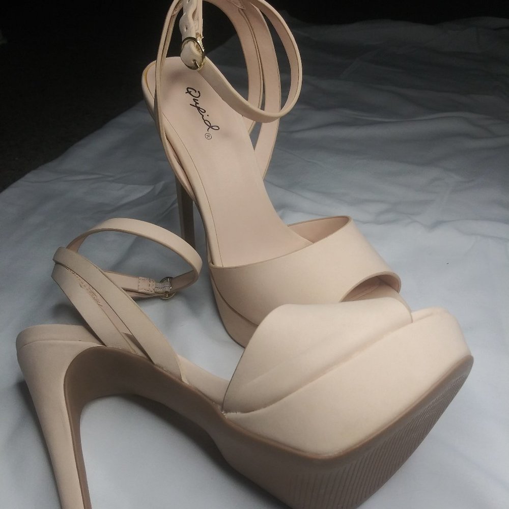 Nude Ankle Strap Heels